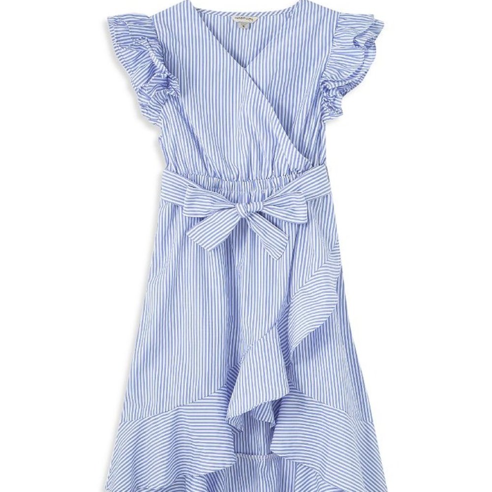 HABITUAL GIRLS SHAE WRAP DRESS PINSTRIPE NWT  16
